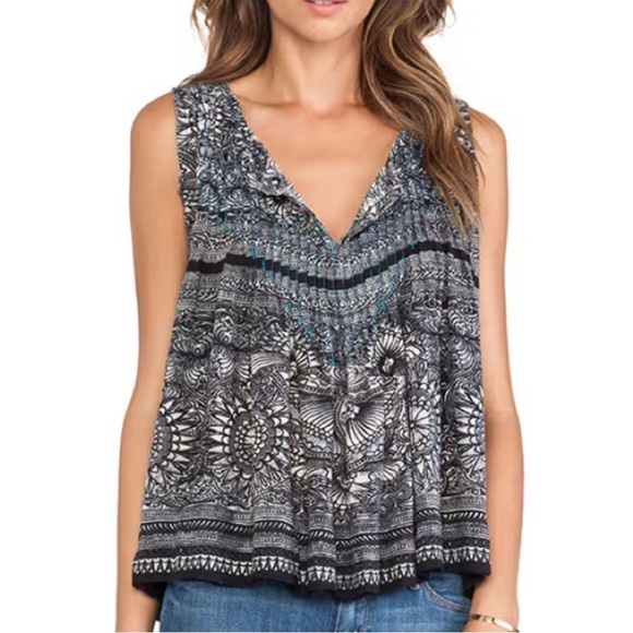 Free People Myna Tank Top Tie Open Back Strap Adjustable Flowy Shirt - Women’s S - Picture 1 of 10